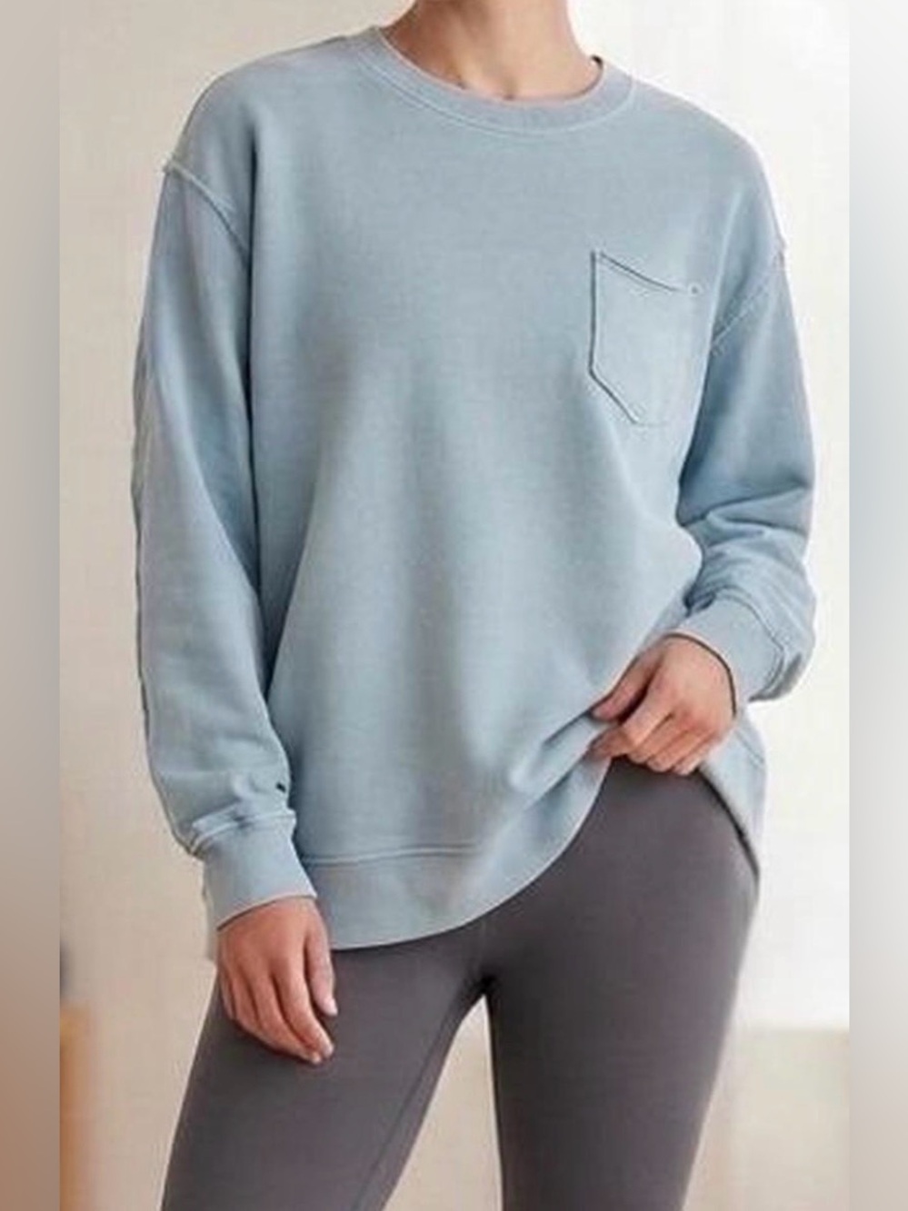 Aerie Light Ment color Crewneck Pocket Sweater XXL